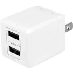 USB AC充電器 24W USB-A×2 折りたたみプラグ ホワイト OWL-AC24WA2-RWH