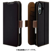 8358-IP461BSMBKB [iPhone 16用 手帳型ケース 薄型 カード入れ スタンド機能 衝撃吸収 シンプル サイドマグネット BK BR]