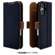 8359-IP461BSMNVB [iPhone 16用 手帳型ケース 薄型 カード入れ スタンド機能 衝撃吸収 シンプル サイドマグネット NV BR]