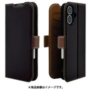8082IP461BSMLBKB [iPhone 16用 手帳型ケース 薄型 カード入れ スタンド機能 衝撃吸収 カメラ周囲保護 シンプル サイドマグネット BK BR]