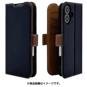 8083IP461BSMLNVB [iPhone 16用 手帳型ケース 薄型 カード入れ スタンド機能 衝撃吸収 カメラ周囲保護 シンプル サイドマグネット NV BR]