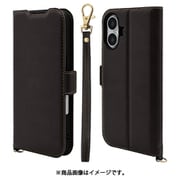 8084IP461BSMHSBK [iPhone 16用 手帳型ケース 薄型 カード入れ スタンド機能 衝撃吸収 ハンドストラップ付き サイドマグネット ブラック]