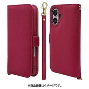 8088IP461BHSMA [iPhone 16用 手帳型ケース カード入れ おしゃれ スタンド機能 シンプル ハンドストラップ付き マグネット式 マゼンタ]