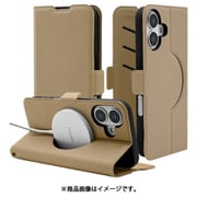 8094IP461BSMMBE [iPhone 16用 手帳型ケース 薄型 カード入れ スタンド機能 衝撃吸収 シンプル サイドマグネット Magsafe対応 ベージュ]