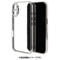 8095IP461TPLSV [iPhone 16用 ソフトケース TPU メタルフレーム 極限保護 精密設計 衝撃吸収 ワイヤレス充電対応 シルバー]