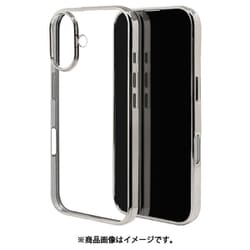 8098IP461TPSV [iPhone 16用 ソフトケース TPU メタルフレーム 衝撃吸収 ワイヤレス充電対応 シルバー]