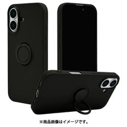 8130IP461TPRBK [iPhone 16用 ソフトケース TPU スマホリング付き 落下防止 スタンド ブラック]