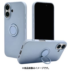 8133IP461TPRSBL [iPhone 16用 ソフトケース TPU スマホリング付き 落下防止 スタンド スモーキーブルー]