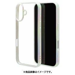 8137IP461HPWH [iPhone 16用 aurora ハイブリッドケース カバー ハイブリッド 衝撃吸収 強い 頑丈 TPU＋PC オーロラフレーム ホワイトクリア]