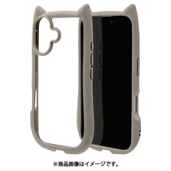 8144IP461HPTA [iPhone 16用 ハイブリッドケース 猫耳 猫 衝撃吸収 TPU＋PC かわいい MIL規格 トープ]