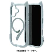 8150IP461HPMSBL [iPhone 16用 ハイブリッドケース 猫耳 猫 衝撃吸収 TPU＋PC かわいい Magsafe対応 MIL規格 スモーキーブルー]
