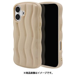 8164IP461TPBE [iPhone 16用 MY.DECOR stripe ソフトケース ウェーブ TPU 衝撃吸収 ベージュ]