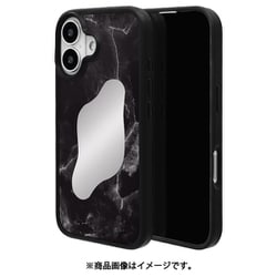 8167IP461HPBK [iPhone 16用 iLBE ハイブリッドケース カバー ハイブリッド 衝撃吸収 強い 頑丈 TPU＋PC 背面ミラー付き 大理石調 ブラック]