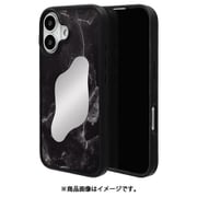 8167IP461HPBK [iPhone 16用 iLBE ハイブリッドケース カバー ハイブリッド 衝撃吸収 強い 頑丈 TPU＋PC 背面ミラー付き 大理石調 ブラック]