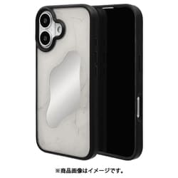 8168IP461HPWH [iPhone 16用 iLBE ハイブリッドケース カバー ハイブリッド 衝撃吸収 強い 頑丈 TPU＋PC 背面ミラー付き 大理石調 オフホワイト]