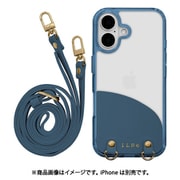 8174IP461PCNV [iPhone 16用 iLBE ハイブリッドケース カバー ハイブリッド 衝撃吸収 強い 頑丈 TPU＋PC ショルダーストラップ付き ネイビー]