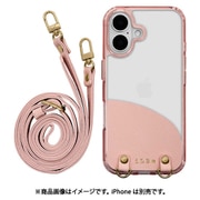 8175IP461PCPK [iPhone 16用 iLBE ハイブリッドケース カバー ハイブリッド 衝撃吸収 強い 頑丈 TPU＋PC ショルダーストラップ付き ピンク]