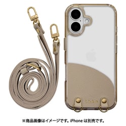 8176IP461PCEP [iPhone 16用 iLBE ハイブリッドケース カバー ハイブリッド 衝撃吸収 強い 頑丈 TPU＋PC ショルダーストラップ付き エトープ]