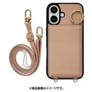 8177IP461TPBE [iPhone 16用 iLBE ソフトケース TPU 衝撃吸収 ミラー＋カードポケット ショルダーストラップ付き ベージュ]