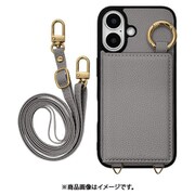 8178IP461TPGRY [iPhone 16用 iLBE ソフトケース TPU 衝撃吸収 ミラー＋カードポケット ショルダーストラップ付き グレー]