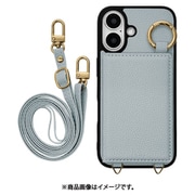 8179IP461TPBL [iPhone 16用 iLBE ソフトケース TPU 衝撃吸収 ミラー＋カードポケット ショルダーストラップ付き ブルー]