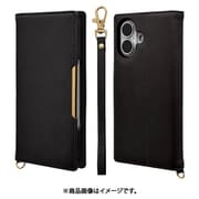 8180IP461BHSBK [iPhone 16用 iLBE 手帳型ケース カードポケット おしゃれ スタンド機能 シンプル ハンドストラップ付き マグネット式 ブラック]
