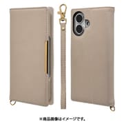 8182IP461BHSEP [iPhone 16用 iLBE 手帳型ケース カードポケット おしゃれ スタンド機能 シンプル ハンドストラップ付き マグネット式 エトープ]