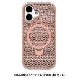 8303IP461ZSFMPK [iPhone 16用 ZEROSAFE Mesh ハイブリッドケース TPU＋PC Magsafe対応 360°回転スタンド ピンク]
