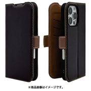 8368-IP461PBSMBKB [iPhone 16 Pro用 手帳型ケース 薄型 カード入れ スタンド機能 衝撃吸収 シンプル サイドマグネット BK BR]