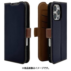 8369-IP461PBSMNVB [iPhone 16 Pro用 手帳型ケース 薄型 カード入れ スタンド機能 衝撃吸収 シンプル サイドマグネット NV BR]