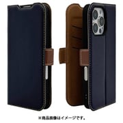 8369-IP461PBSMNVB [iPhone 16 Pro用 手帳型ケース 薄型 カード入れ スタンド機能 衝撃吸収 シンプル サイドマグネット NV BR]