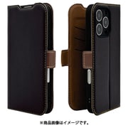 8189IP461PBSMLBKB [iPhone 16 Pro用 手帳型ケース 薄型 カード入れ スタンド機能 衝撃吸収 カメラ周囲保護 シンプル サイドマグネット BK BR]