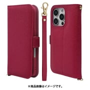 8192IP461PBSMHSMA [iPhone 16 Pro用 手帳型ケース カード入れ おしゃれ スタンド機能 シンプル ハンドストラップ付き マグネット式 マゼンタ]