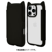 8199IP461PBHPBK [iPhone 16 Pro用 猫耳手帳型ハイブリッドケース 猫耳 猫 衝撃吸収 TPU＋PC かわいい ブラック]