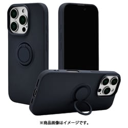8221IP461PTPRNV [iPhone 16 Pro用 ソフトケース TPU スマホリング付き 落下防止 スタンド ネイビー]