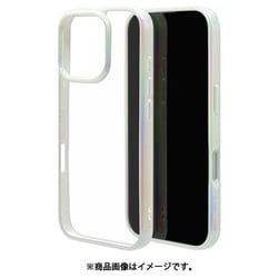 8224IP461PHPWH [iPhone 16 Pro用 aurora ハイブリッドケース カバー ハイブリッド 衝撃吸収 強い 頑丈 TPU＋PC オーロラフレーム ホワイトクリア]