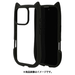 8227IP461PHPBK [iPhone 16 Pro用 ハイブリッドケース 猫耳 猫 衝撃吸収 TPU＋PC かわいい MIL規格 ブラック]