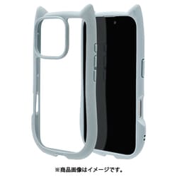 8332IP461PHPSBL [iPhone 16 Pro用 ハイブリッドケース 猫耳 猫 衝撃吸収 TPU＋PC かわいい MIL規格 スモーキーブルー]