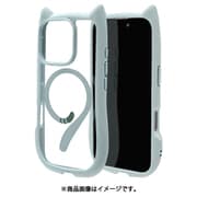 8334IP461PHPMSBL [iPhone 16 Pro用 ハイブリッドケース 猫耳 猫 衝撃吸収 TPU＋PC かわいい Magsafe対応 MIL規格 スモーキーブルー]