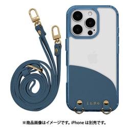 8247IP461PPCNV [iPhone 16 Pro用 iLBE ハイブリッドケース カバー ハイブリッド 衝撃吸収 強い 頑丈 TPU＋PC ショルダーストラップ付き ネイビー]