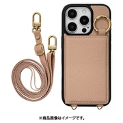 8249IP461PHPBE [iPhone 16 Pro用 iLBE ソフトケース TPU 衝撃吸収 ミラー＋カードポケット ショルダーストラップ付き ベージュ]