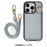 8250IP461PHPBL [iPhone 16 Pro用 iLBE ソフトケース TPU 衝撃吸収 ミラー＋カードポケット ショルダーストラップ付き ブルー]