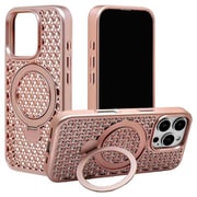 8320IP461PZSFMPK [iPhone 16 Pro用 ZEROSAFE Mesh ハイブリッドケース TPU＋PC Magsafe対応 360°回転スタンド ピンク]