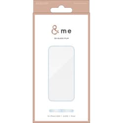 PM-A24AFLGFBU [iPhone 16/15用 ガラスフィルム 高透明 全面保護 365日交換保証 強化ガラス 表面硬度10H 角割れ防止 フレーム付 指紋防止 飛散防止 貼り付けツール付 気泡防止 ＆me パールブルー]