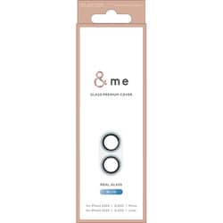 PM-A24AFLLP5BUG [iPhone 16/16 Plus用 カメラフィルム ガラス カメラ全体保護 グリッター 高透明 強化ガラス 表面硬度10H 指紋防止 飛散防止 カメラレンズ保護カバー ＆me ブルー]