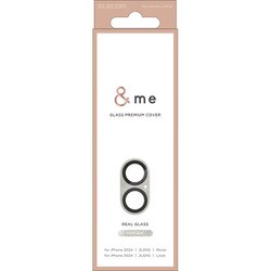 PM-A24AFLLP6GB [iPhone 16/16 Plus用 カメラフィルム ガラス カメラ全体保護 全面グリッター 高透明 強化ガラス 表面硬度10H 指紋防止 飛散防止 カメラレンズ保護カバー ＆me グレージュ]