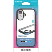 PM-A24AHVAIRBK2 [iPhone 16用 ケース ハイブリッド カバー 衝撃吸収 軽量 カメラ周り保護 MUBRAIN ブラック×クリアグリーン]