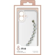 PM-A24AHVHBCR [iPhone 16用 ケース ハイブリッド カバー 衝撃吸収 カメラレンズ保護設計 落下防止 ハンドバンド付 硬度5H ストラップホールシート付 ＆me クリア×クリアビーズ]