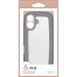 PM-A24AHVPGB [iPhone 16用 ケース ハイブリッド カバー 衝撃吸収 軽量 薄型 カメラ周り保護 ストラップホール付 硬度5H ストラップホールシート付 ＆me グレージュ]