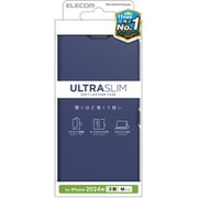 PM-A24APLFUNV [iPhone 16用 ケース レザー カバー 手帳型 マグネット フラップ 衝撃吸収 超軽量 薄型 スタンド機能付 カードケース機能付 UltraSlim ネイビー]